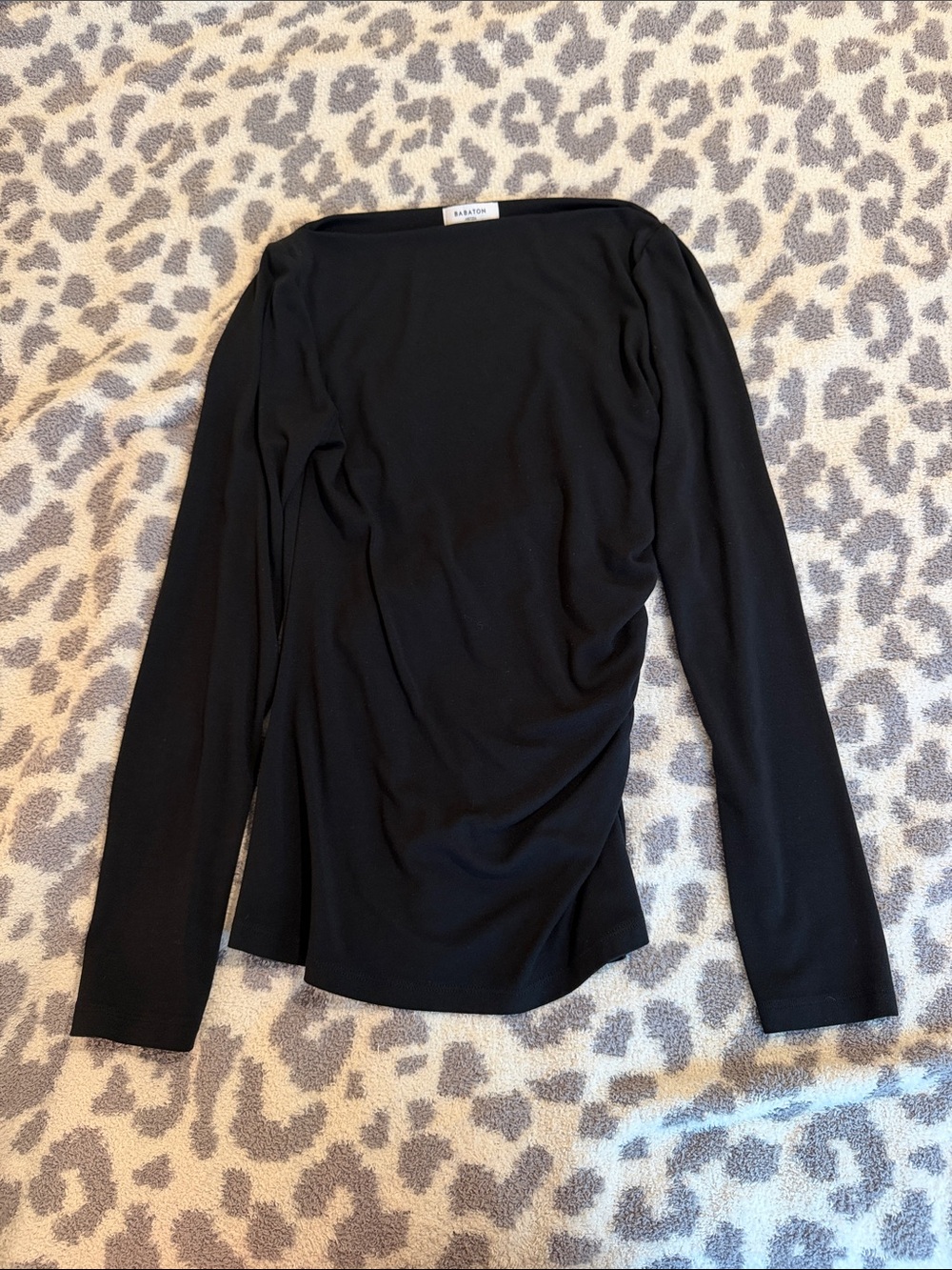 Aritzia Black Long-Sleeve Side-Ruched Top